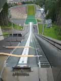 Looking down a ski jump run