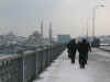 Walking across the bridge